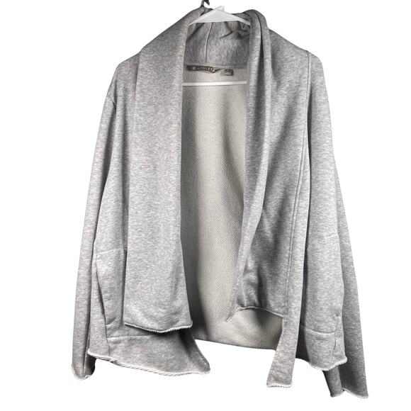 Athleta Tops - Athleta Wrap Open Cardigan Size M Light Grey Embroidered Carolina Breeze